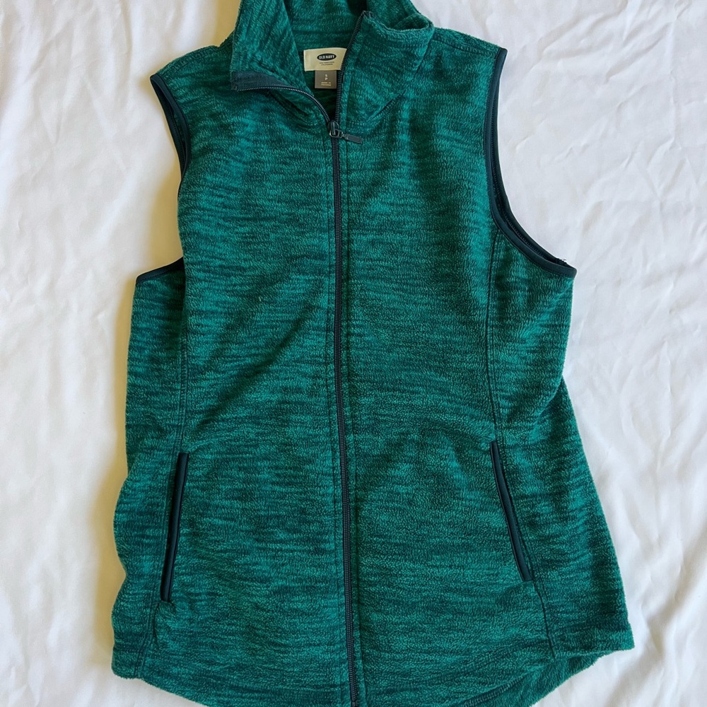 Old Navy Green Sleeveless Zip-Up Vest